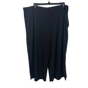 Susan Graver Womens Black Wide-Leg Pull-On Pants liquid knit XL